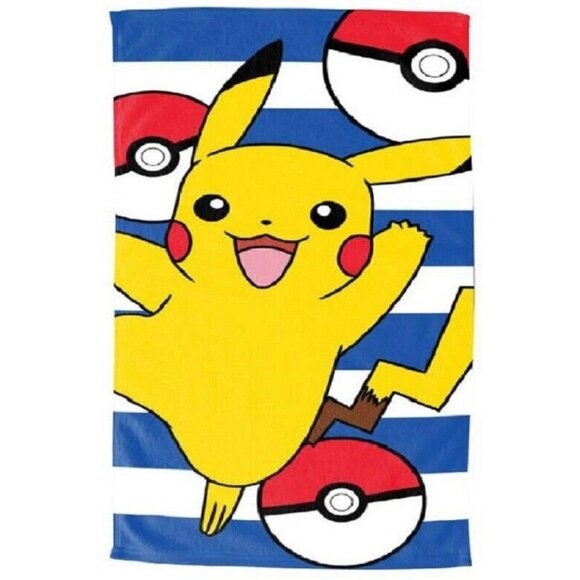 New Pikachu Pokemon Go Bath Beach Pool Gift Towel Pokeball Game Anime Mouse NIP - Picture 1 of 2